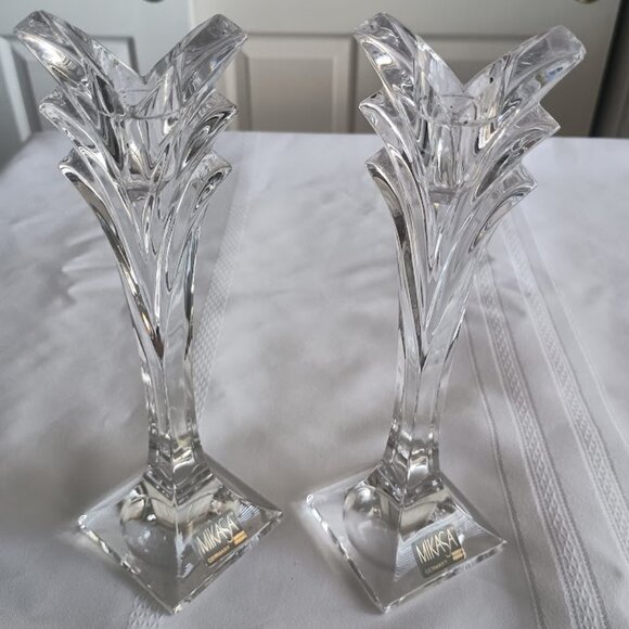 Mikasa Art Deco Crystal Candleholders - Picture 1 of 4